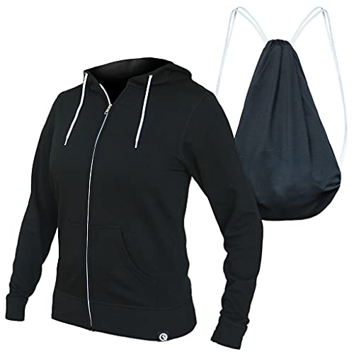 Quikflip 2-in-1 Reversible Backpack Hoodie (As Seen on SHARK TANK) Women's Full-Zip Hero Hoodie Lite - Black