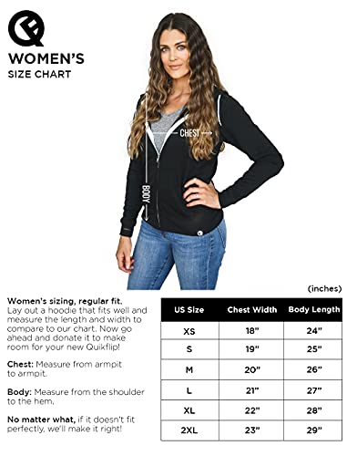 Quikflip 2-in-1 Reversible Backpack Hoodie (As Seen on SHARK TANK) Women's Full-Zip Hero Hoodie Lite - Black