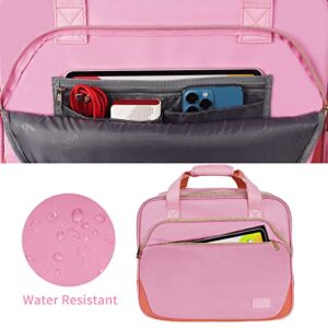 Rolling Briefcase for Women, Large Rolling Laptop Bag with Wheels Fits 17 Inch Notebook Gifts for Office Women, Water Resistance Teacher Work Computer Travel Carry on Weekender Bags on Wheel, Pink