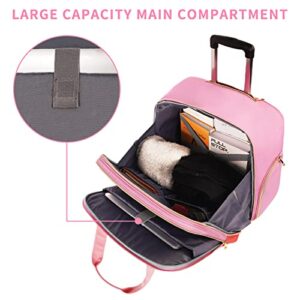 Rolling Briefcase for Women, Large Rolling Laptop Bag with Wheels Fits 17 Inch Notebook Gifts for Office Women, Water Resistance Teacher Work Computer Travel Carry on Weekender Bags on Wheel, Pink