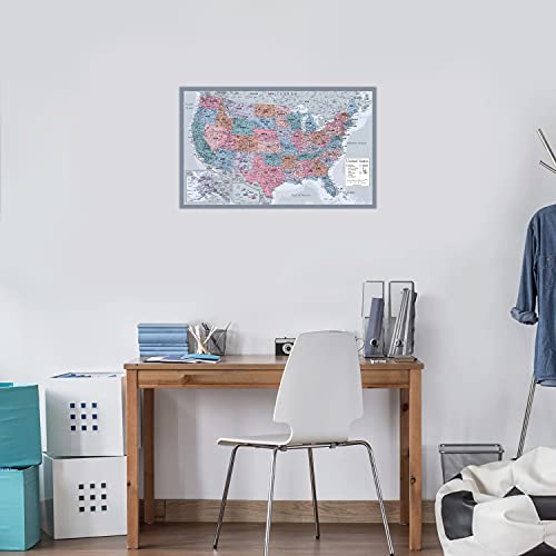 USA Map Poster - United States Map Chart [Purple] (Laminated, 18" x 29")