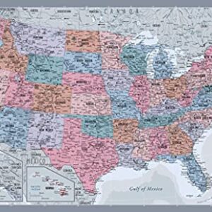 USA Map Poster - United States Map Chart [Purple] (Laminated, 18" x 29")