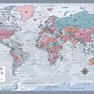 2 Pack - World Map Poster & USA Map Chart [Purple] (Laminated, 18" x 29")