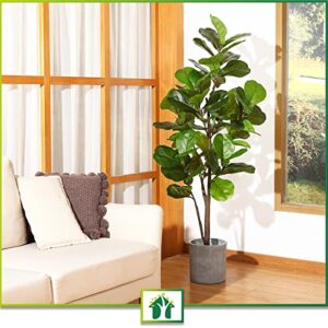 CROSOFMI Artificial Fiddle Leaf Fig Tree 65 Inch Fake Ficus Lyrata Plant with 68 Leaves Faux Plants in Pot for Indoor Outdoor House Home Office Garden Modern Decoration Perfect Housewarming Gift