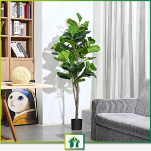 CROSOFMI Artificial Fiddle Leaf Fig Tree 65 Inch Fake Ficus Lyrata Plant with 68 Leaves Faux Plants in Pot for Indoor Outdoor House Home Office Garden Modern Decoration Perfect Housewarming Gift