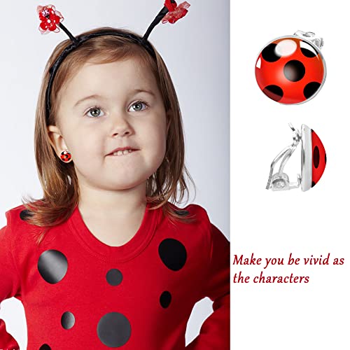Magical Lady Earrings For Girls Ear Clip No Pierced Black Spot Red Cat Jewellery noir ring or hair clips