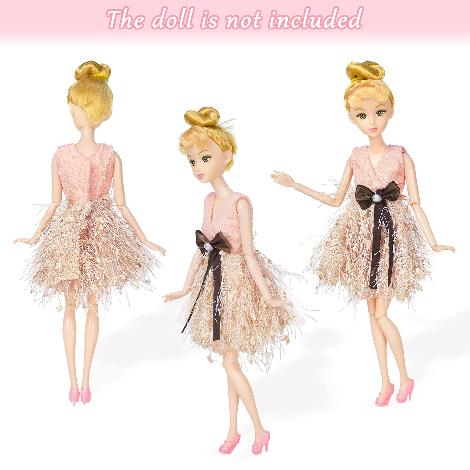 YTSQLER Doll Dresses Clothes,25Pcs Doll Clothing Set 10 Fashion Doll Dresses 10 Pairs Doll Shoes 4 Glasses and 1 Well-Made Pearl Necklace Doll Clothes and Accessories for 11.5 inch Girl Dolls