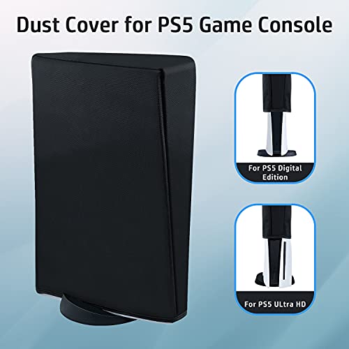 Mcbazel Dust Cover for PS5, Precision Cut Protective Case Anti Scratch Waterproof Cover Sleeve for Playstation 5 Console Digital Edition and Ultra HD Edition - Black