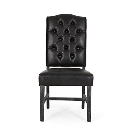 Christopher Knight Home Hyvonen Dining Chair, Midnight Black + Gray