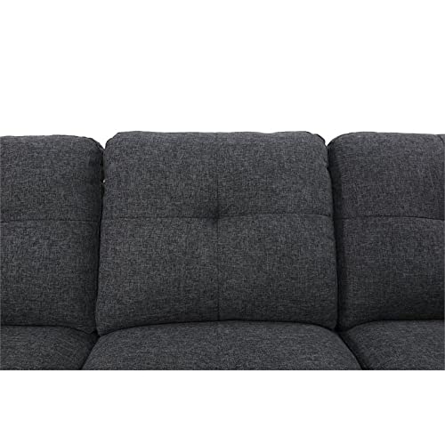 Devion Furniture Polyester Fabric Sectional Sofa with Ottoman-Dark Gray