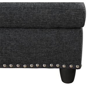 Devion Furniture Polyester Fabric Sectional Sofa with Ottoman-Dark Gray