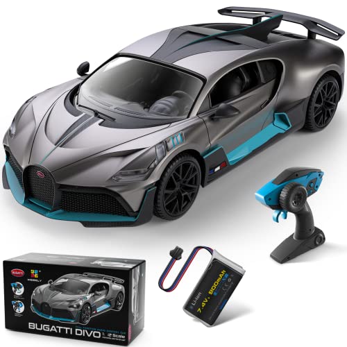 MIEBELY Remote Control Car, Bugatti Divo 1/12 Scale Rc Cars 12Km/h, 2.4Ghz Licensed Model Car 7.4V 900mAh Toy Car Headlight for Adults Boys Girls Age 6-12 Years Birthday Ideas Gift