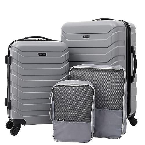 Wrangler 4 Piece Elysium Luggage and Packing Cubes Set, Sharkskin