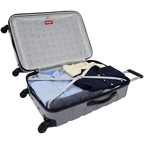Wrangler 4 Piece Elysium Luggage and Packing Cubes Set, Sharkskin