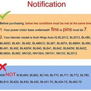 Replacement Parts for Ninja Blender 7 Fins Bottom Blade and 1 Gasket Rubber for Nutri Ninja Auto iQ BL482-30 BL492 BL642-30 NN102 BL687CO-30 BL2013