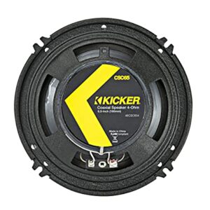 KICKER CSC65 CS Series 6.5 Inch 300 Watt 4 Ohm 2-Way Car Audio Coaxial Speakers System with Polypropylene Cone, PEI Tweeters & EVC Technology, Pair (Renewed)