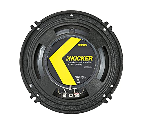 KICKER CSC65 CS Series 6.5 Inch 300 Watt 4 Ohm 2-Way Car Audio Coaxial Speakers System with Polypropylene Cone, PEI Tweeters & EVC Technology, Pair (Renewed)