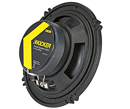 KICKER CSC65 CS Series 6.5 Inch 300 Watt 4 Ohm 2-Way Car Audio Coaxial Speakers System with Polypropylene Cone, PEI Tweeters & EVC Technology, Pair (Renewed)