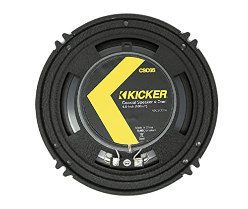 KICKER CSC65 CS Series 6.5 Inch 300 Watt 4 Ohm 2-Way Car Audio Coaxial Speakers System with Polypropylene Cone, PEI Tweeters & EVC Technology, Pair (Renewed)