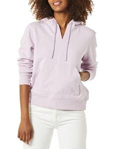 amazon essentials women's classic-fit long-sleeve open v-neck hooded sweatshirt, lilac, x-large