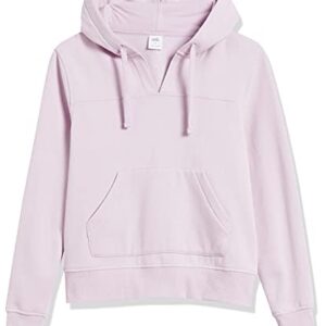 Amazon Essentials Women's Classic-Fit Long-Sleeve Open V-Neck Hooded Sweatshirt, Lilac, X-Large