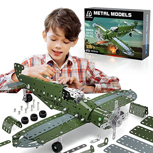 Lucky Doug Building Toys Airplane Model Set -258 Pieces DIY Building Stem Projects Toys for Kids Boys Ages 8-12 and Older,Building Assembly Science Educational Toys Set Gifts for Model Aircraft Fan