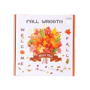 Fall Front Door Wreath,20” Artificial Floral Wreath with Orange Daisies and Foliage,Autumn Wreath with Small Pumpkin and Berry for Home Wall Window and Thanksgiving Decor-Beautiful Gift Box Included