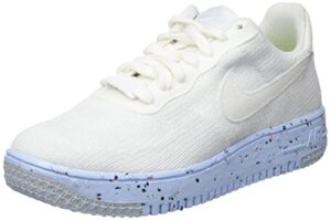 nike women's air force 1 crater flyknit shoes, white pure platinum 100, 8