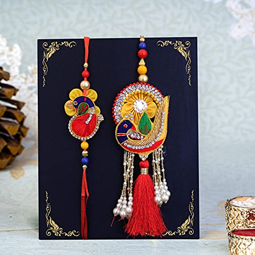 TIED RIBBONS Rakhi for Brother and Bhabhi Gift Set | Bhai Bhabhi Rakhi Set | Rakhi Card | Roli Chawal Tika - Raksha bandhan Rakhi for Bhaiya Bhabhi Rakhi | Lumba Rakhi for Bhabhi