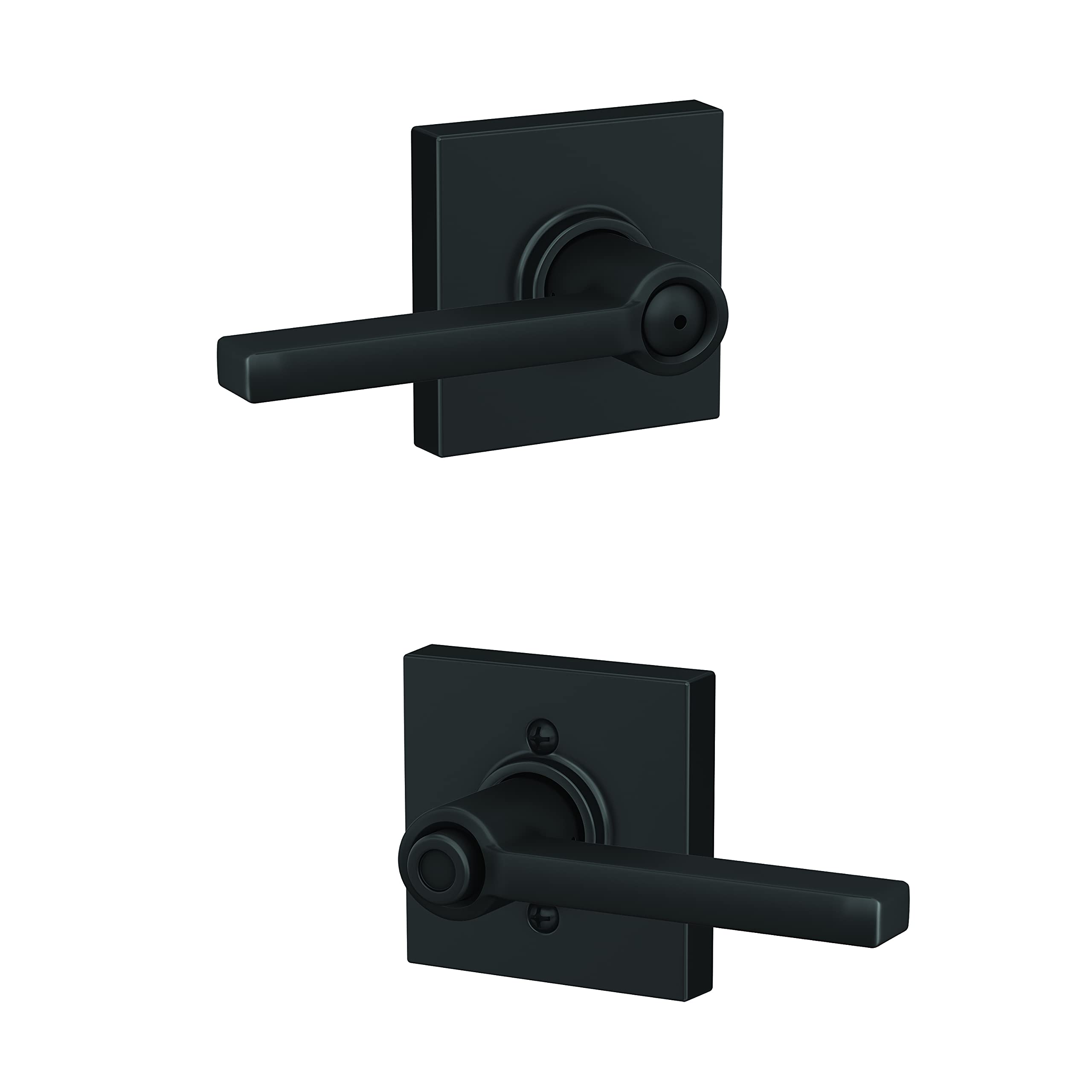 SCHLAGE F40 LAT 622 COL Latitude Lever with Collins Trim Bed & Bath Privacy Door Lock, Matte Black