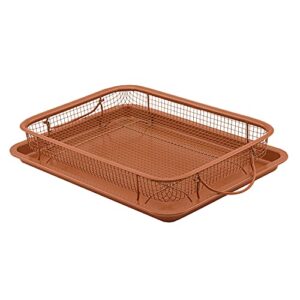 g & s metal products company baking with g&s nonstick crisper basket with baking pan, copper, 2 piece set, durable and easy to use