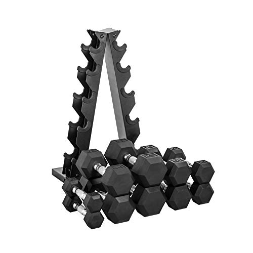 CAP Barbell 150 Lb Dumbbell Set with Vertical A-Frame Rack, Carbon