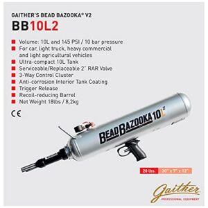 Gaither Handheld Bead Bazooka - 2nd Generation, Bead Seater Tool with Rapid Air Release, for Passenger, Commercial, and Agricultural Vehicles, 10 Liter