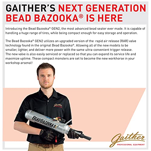 Gaither Handheld Bead Bazooka - 2nd Generation, Bead Seater Tool with Rapid Air Release, for Passenger, Commercial, and Agricultural Vehicles, 10 Liter