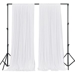 nicetown white backdrop curtains overlapped with tulle backdrop background wall drapes for holiday video parties weddings baby birthday party bridal, space divider (5' w x 8' l, 2 pieces)