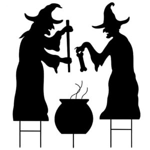 YoleShy Halloween Witch Stakes with Cauldron, Set of 3 Metal Halloween Yard Stakes Scary Witch Yard Decorations, Witch Silhouette for Outdoor Lawn Garden Yard Halloween Decor