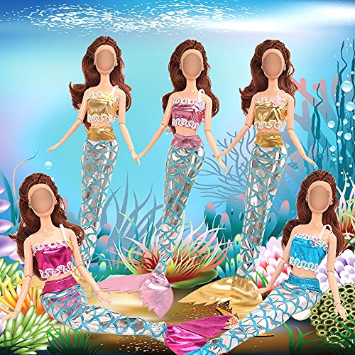 ENOCHT 25 Pcs Doll Clothes and Accessories Contain 4 Different Handmade Swimsuit, 1 Handmade Bathrobe, 1 Bathtowel, 16 Accessories, 1 Swimming Ring Float and 2 Mermaid Dress for 11.5 inch Doll