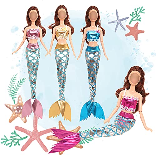 ENOCHT 25 Pcs Doll Clothes and Accessories Contain 4 Different Handmade Swimsuit, 1 Handmade Bathrobe, 1 Bathtowel, 16 Accessories, 1 Swimming Ring Float and 2 Mermaid Dress for 11.5 inch Doll