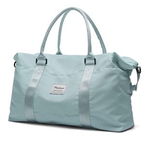 sports gym bag tote bag for men women, travel duffel bag with wet pocket, shoulder weekender overnight bag,light blue