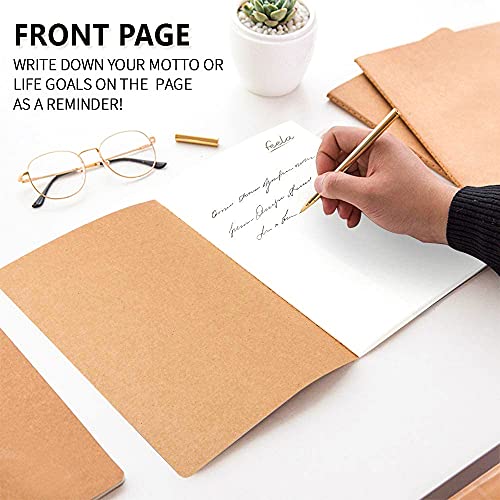 8 Pack A5 Kraft Notebooks, 60 Lined Blank Pages Travel Journal Bulk, Soft Cover Notebooks for Women Girls Students by Feela, Making Plans Writing Memos Office School Supplies, 8.3 X 5.5 in