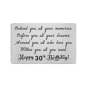 30th year old happy birthday gifts, funny 30th birthday gifts for women men him her, engraved wallet insert card decorations present