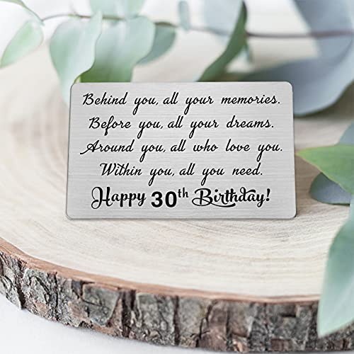 30th Year Old Happy Birthday Gifts, Funny 30th Birthday Gifts for Women Men Him Her, Engraved Wallet Insert Card Decorations Present