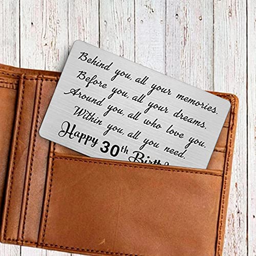 30th Year Old Happy Birthday Gifts, Funny 30th Birthday Gifts for Women Men Him Her, Engraved Wallet Insert Card Decorations Present