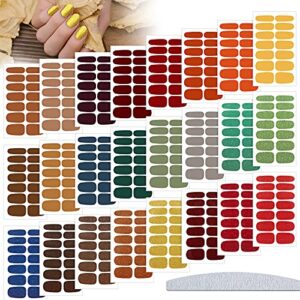 336 pieces 24 sheets thanksgiving full nail stickers fall nail wraps self adhesive nail decal polish strips manicure kits with nail file for women girls nail decor(simple color,simple style)