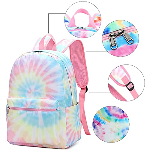 Bluboon School Backpack for Girls Teens Bookbag Set Laptop Backpack Lunch Box with Pencil Bag (Tie dye Pink)