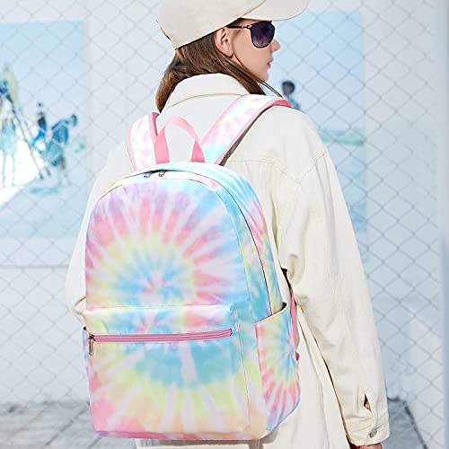 Bluboon School Backpack for Girls Teens Bookbag Set Laptop Backpack Lunch Box with Pencil Bag (Tie dye Pink)