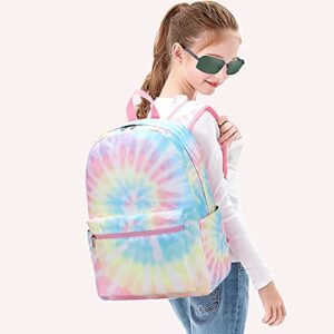 Bluboon School Backpack for Girls Teens Bookbag Set Laptop Backpack Lunch Box with Pencil Bag (Tie dye Pink)