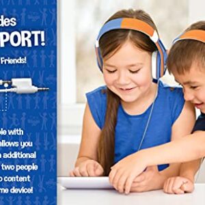 eKids Blippi Headphones for Kids, Wired Headphones for School, Home or Travel, Tangle Free Stereo Headphones with Parental Volume Control, Connect via 3.5mm Jack