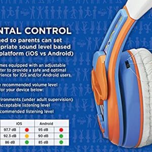 eKids Blippi Headphones for Kids, Wired Headphones for School, Home or Travel, Tangle Free Stereo Headphones with Parental Volume Control, Connect via 3.5mm Jack