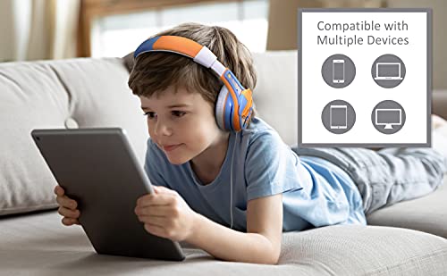 eKids Blippi Headphones for Kids, Wired Headphones for School, Home or Travel, Tangle Free Stereo Headphones with Parental Volume Control, Connect via 3.5mm Jack